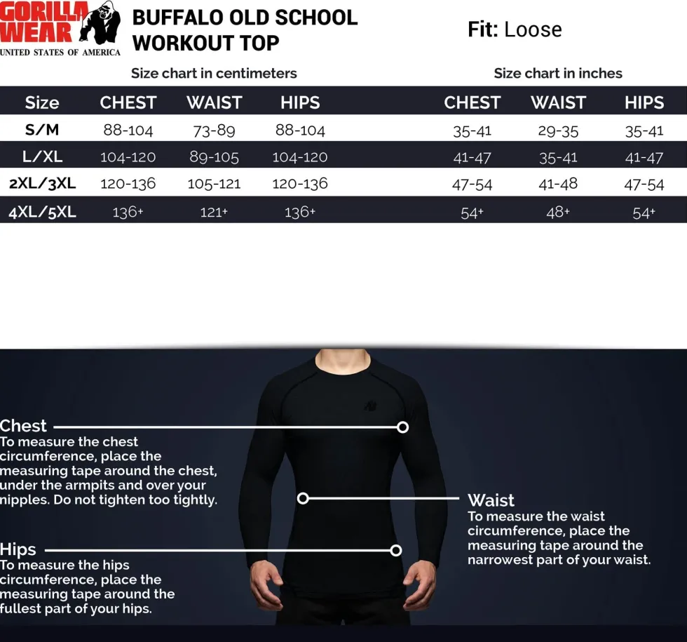 Gorilla Wear Buffalo Old School Workout T-Shirt - Zwart/Grijs