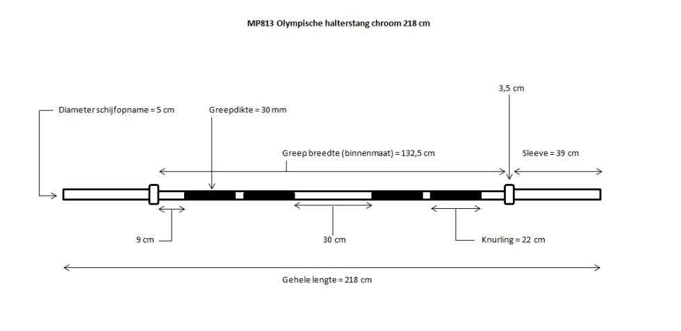 Muscle Power Olympische Halterstang - Chroom - 218 cm