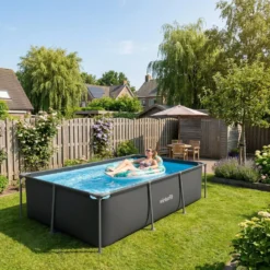 VirtuFit Rechthoekig Zwembad - 260 x 180 x 66 cm - Antraciet - Compleet Pakket