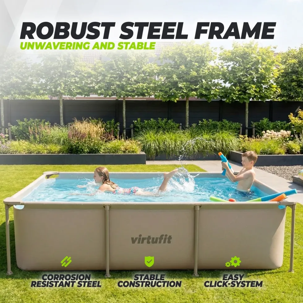 VirtuFit Rechthoekig Zwembad - 260 x 180 x 66 cm - Beige - Compleet Pakket