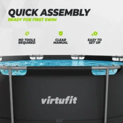 VirtuFit Rond Zwembad - Ø366 x 100 cm - Antraciet - Inclusief Filterpomp