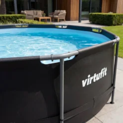 VirtuFit Rond Zwembad - Ø366 x 100 cm - Antraciet - Inclusief Filterpomp