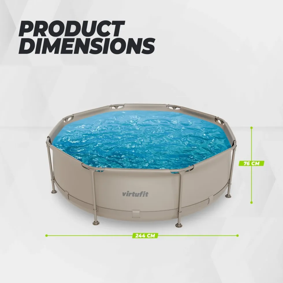 VirtuFit Rond Zwembad - Ø244 x 76 cm - Beige - Inclusief Filterpomp